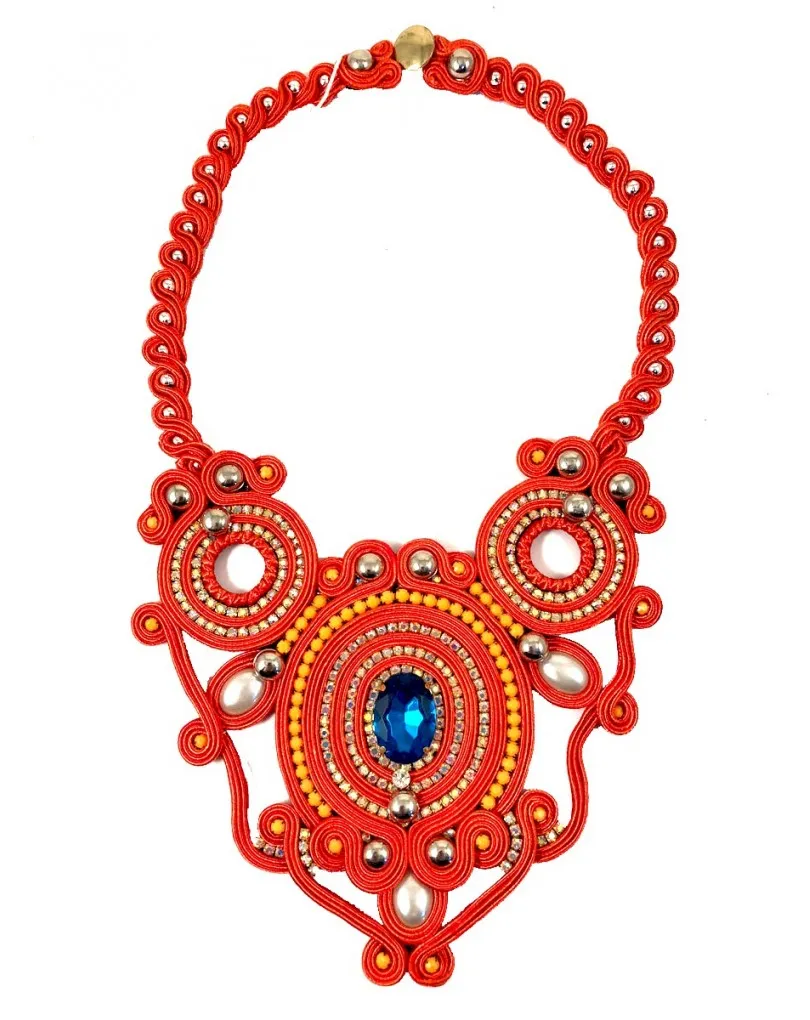 COLLARES MUJER BISUTERIA CORTOS NARANJAS PARA BODAS