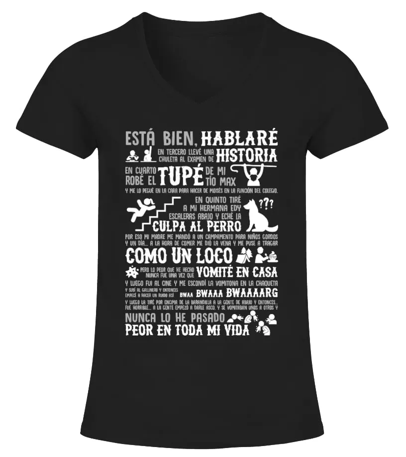 CONFESIÒN DE GORDI Camiseta cuello pico Mujer