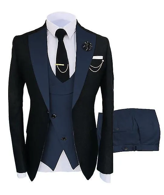 CONJUNTO DE TRAJE DE ESMOQUIN PARA HOMBRE  3PCS SLIM FIT BLAZER & PANTALONES  TRAJE DE BODA DE NEGOCIOS