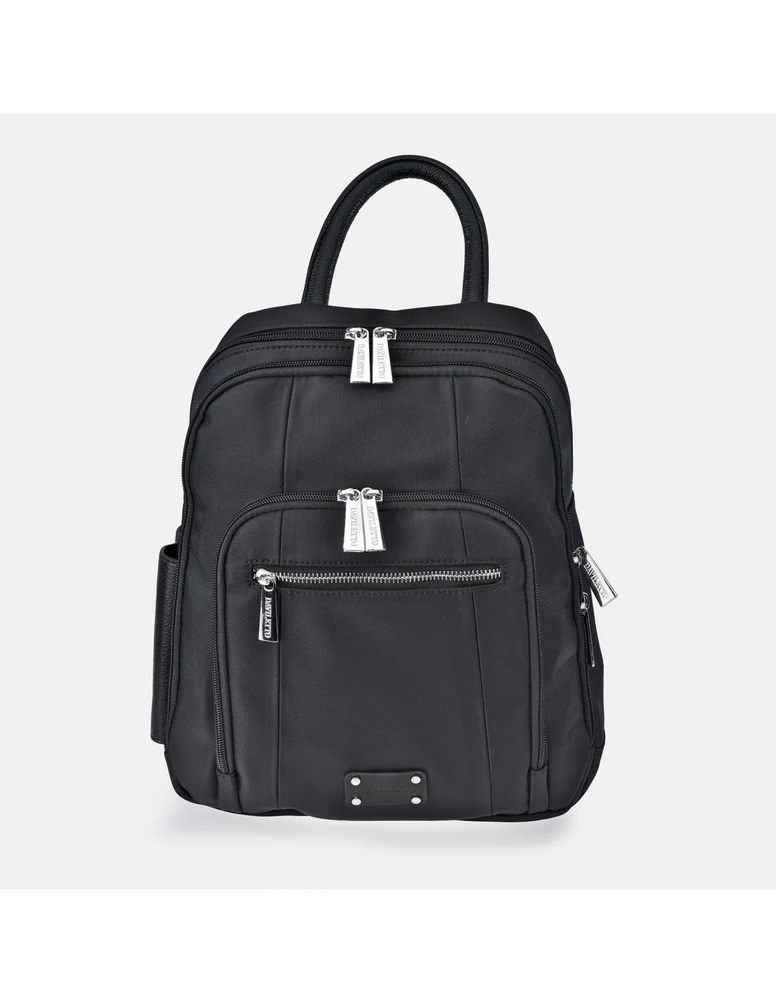 DAVILETTO mochila con cremalleras para hombre en Nylon con asa de mano color negro