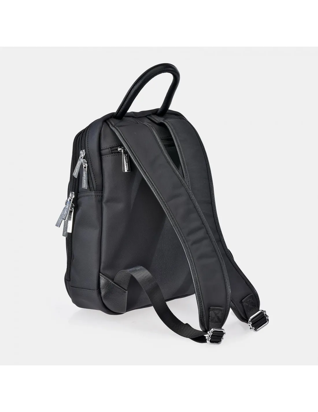 DAVILETTO mochila con cremalleras para hombre en Nylon con asa de mano color negro