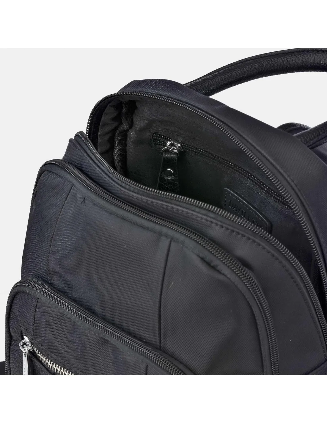 DAVILETTO mochila con cremalleras para hombre en Nylon con asa de mano color negro