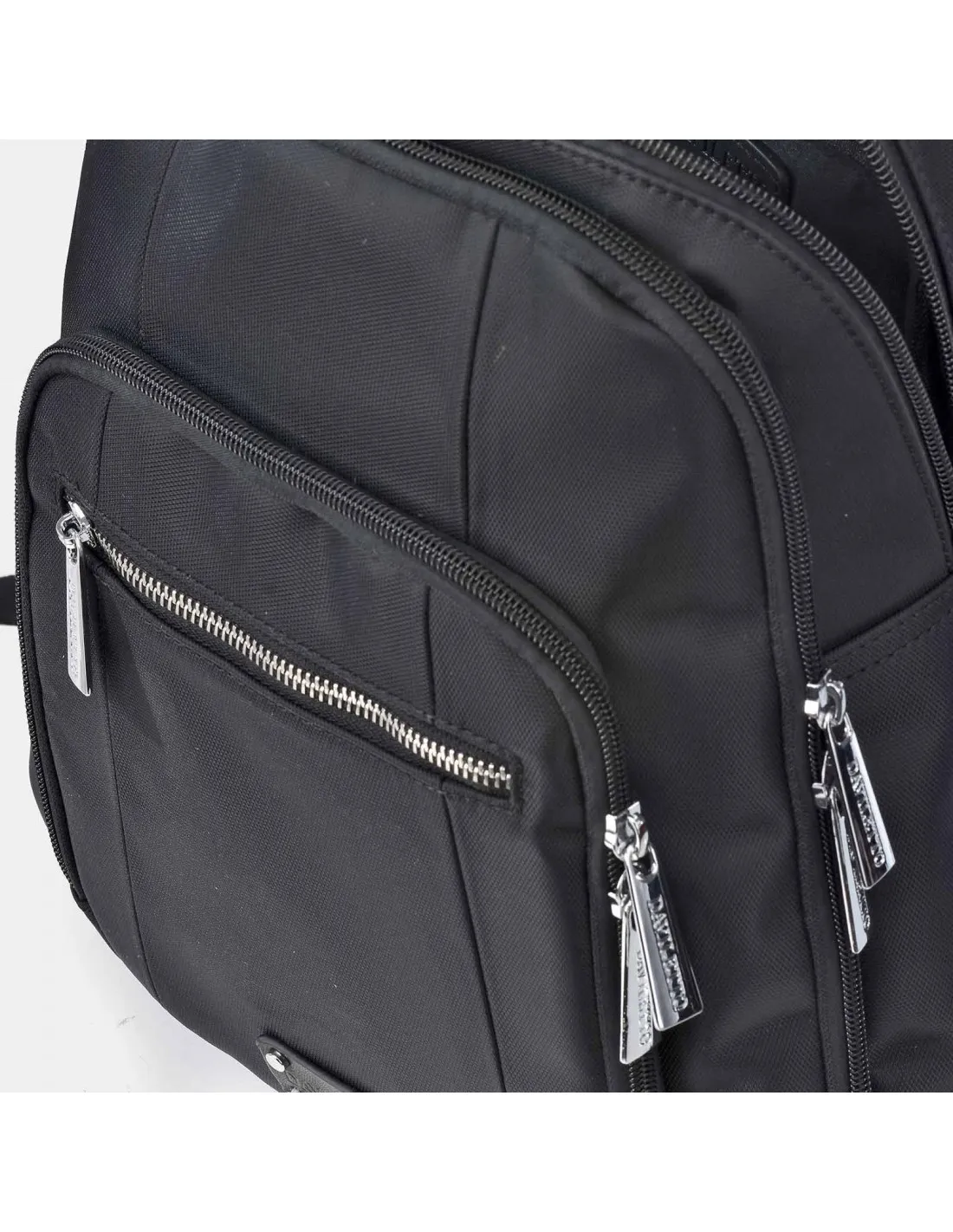 DAVILETTO mochila con cremalleras para hombre en Nylon con asa de mano color negro