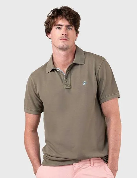El Ganso Polo Pique Garment Dyed verde para hombre