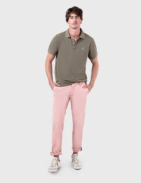 El Ganso Polo Pique Garment Dyed verde para hombre