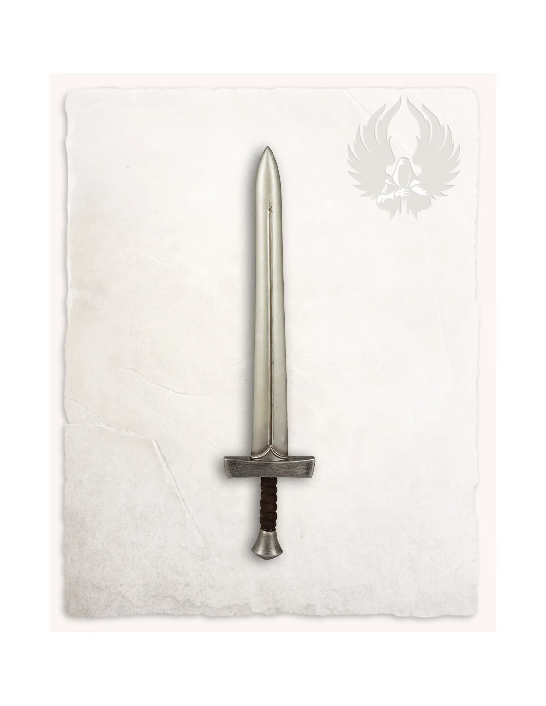 Espada medieval corta LARP modelo Norrick, acabado acero