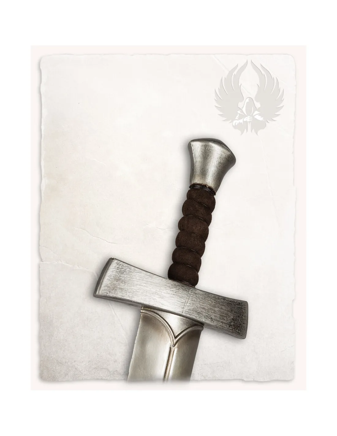 Espada medieval corta LARP modelo Norrick, acabado acero