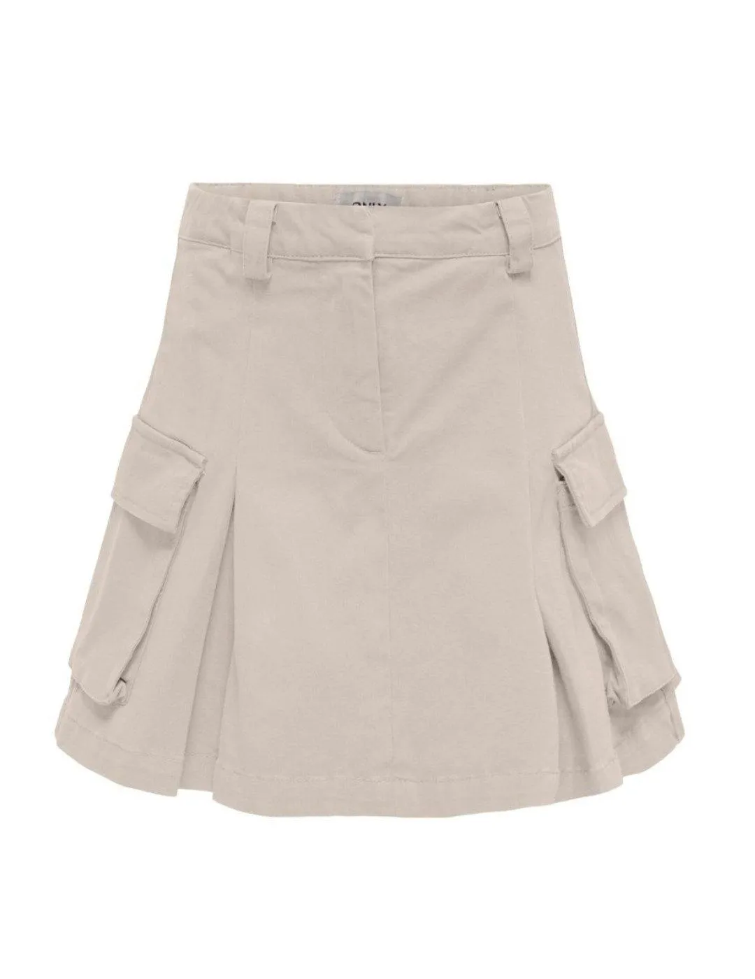 Falda corta Only Kids Cath beige con pliegues para niña