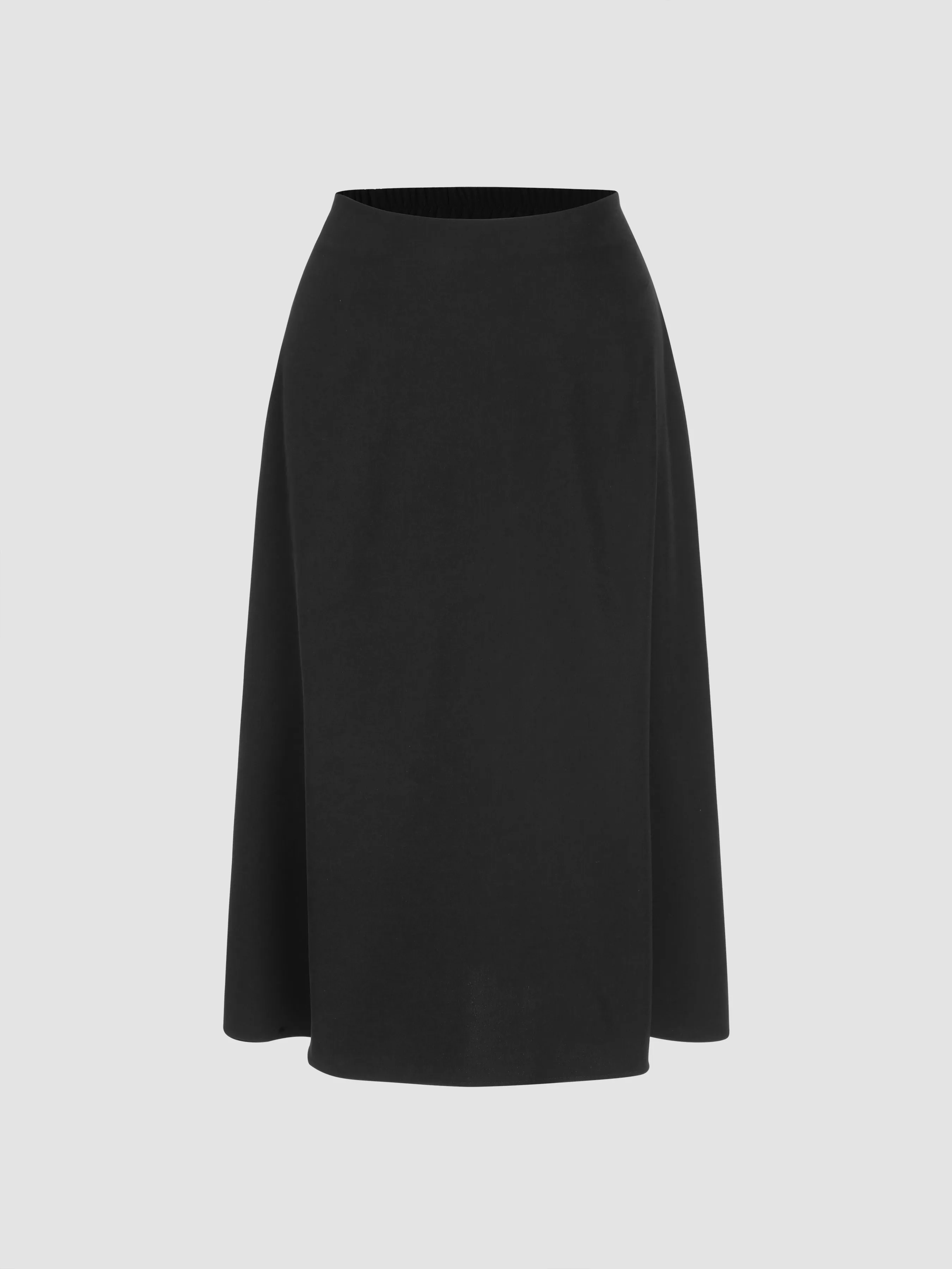  Falda Maxi Plisada de Cintura Alta Sólida Curvy