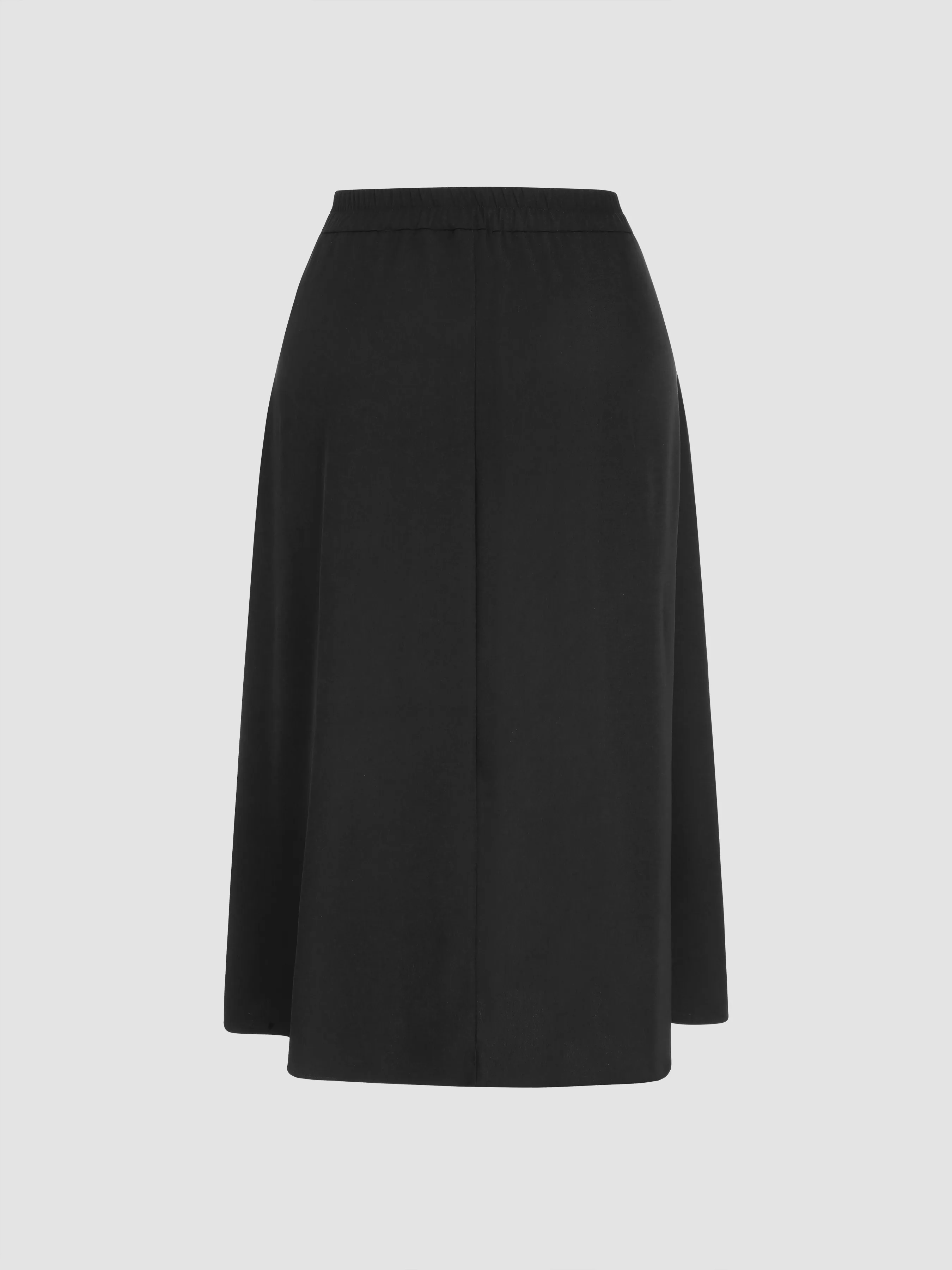  Falda Maxi Plisada de Cintura Alta Sólida Curvy