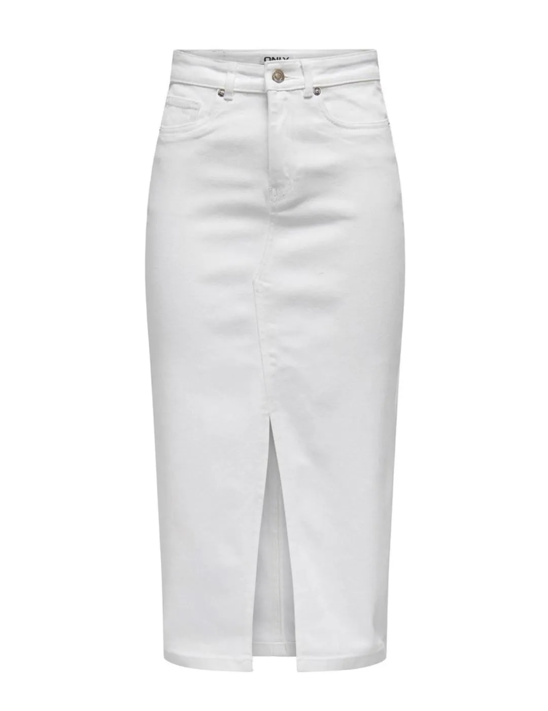 Falda midi Only Siri blanco ajustada con abertura para mujer