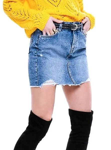 falda only sky denim para mujer