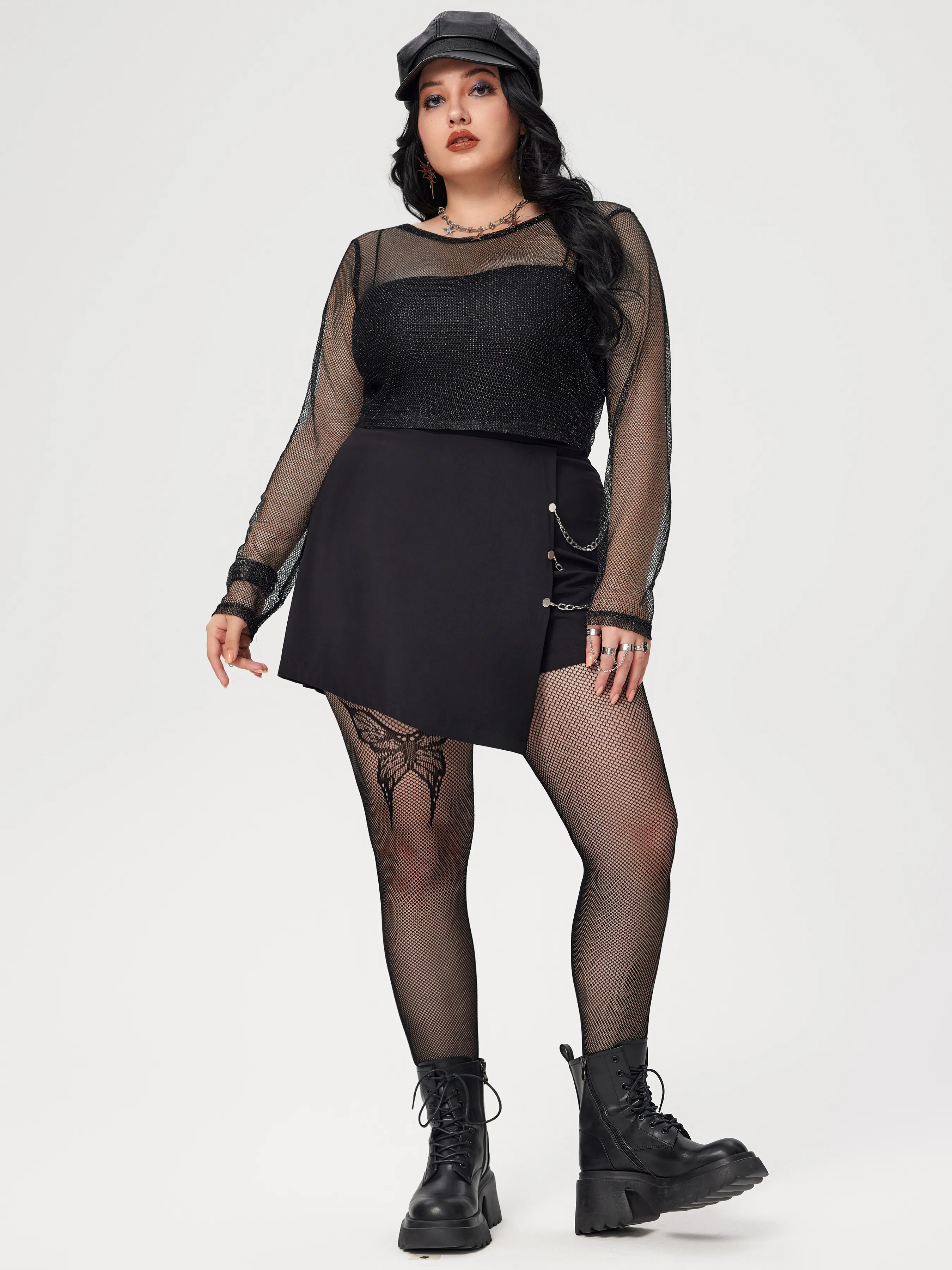  FALDAPANTALóN DE CINTURA ALTA SóLIDA CON CADENA CURVY