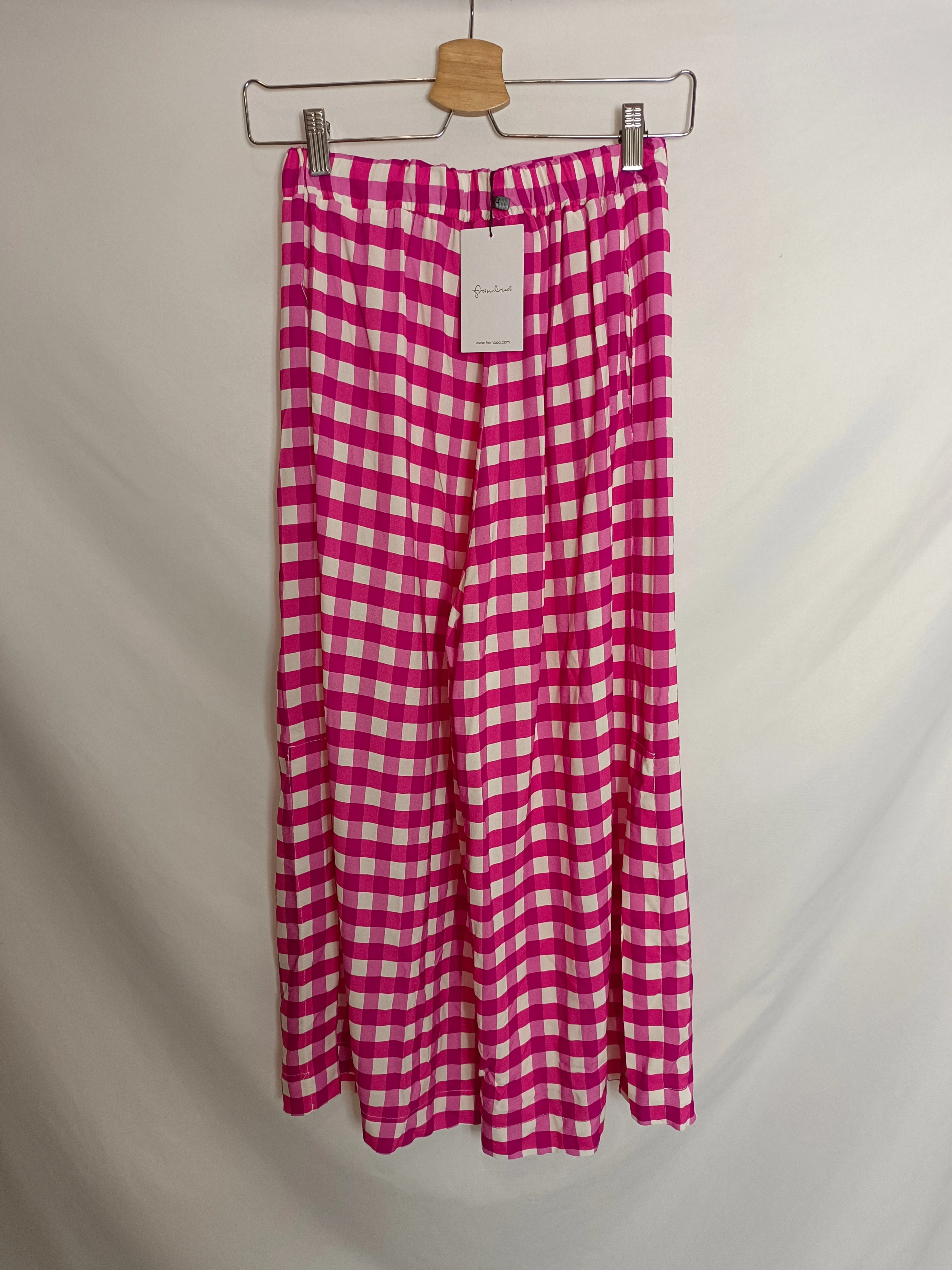FRAMBUA. Pantalón cuadros rosa T.s