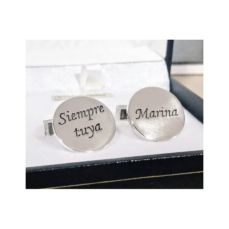 Gemelos para bodas circulares frases plata de ley
