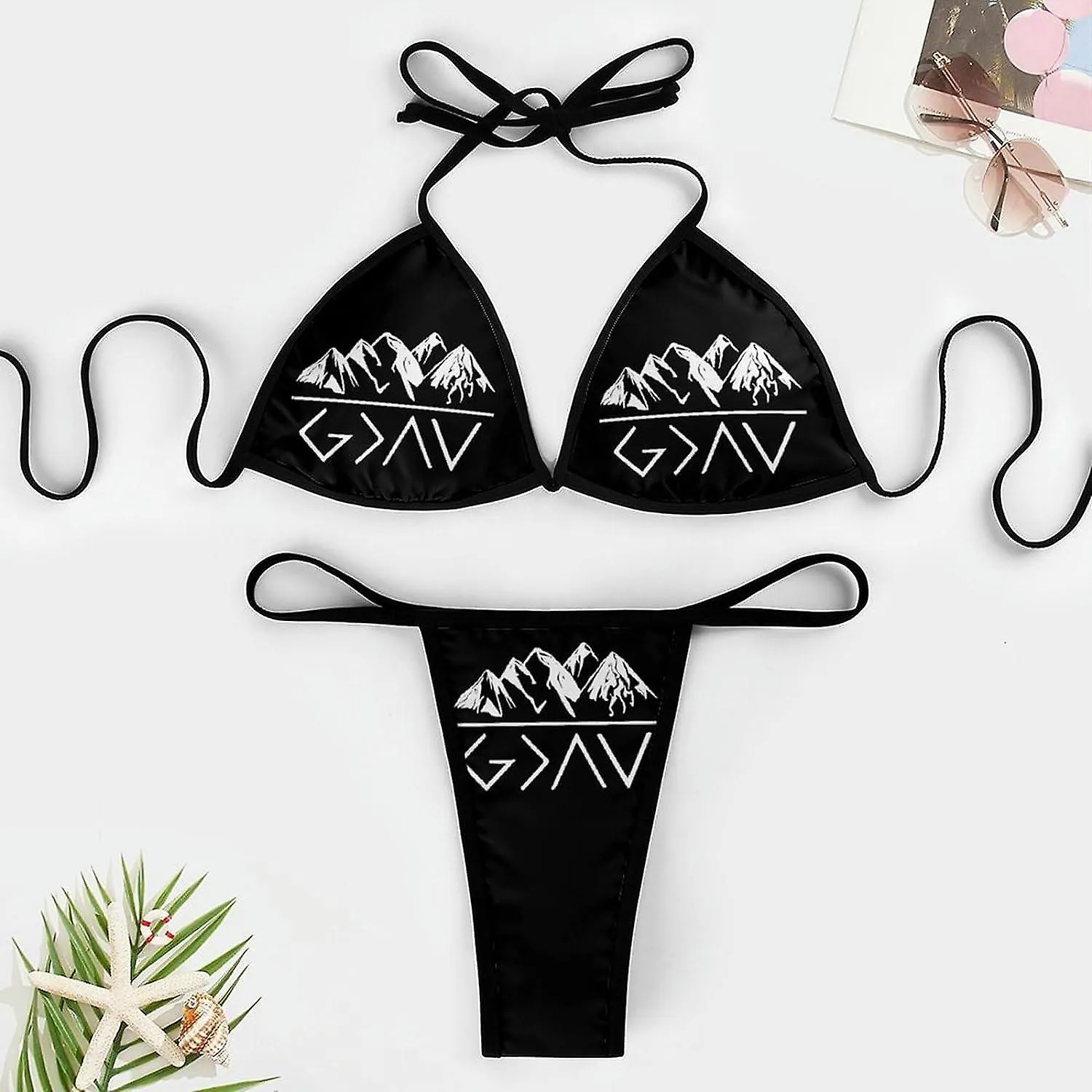 GOD IS GREATER CONJUNTOS DE BIKINI PARA MUJER TRAJE DE BAñO DE 2 PIEZAS TRAJE DE BAñO SEXY TRIáNGULO HALTER ESTILO TRAJE53MPT2