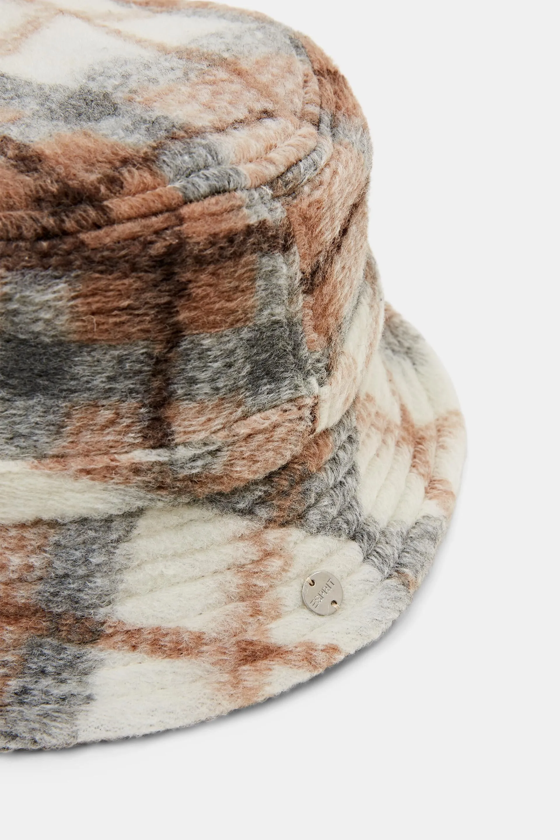 Gorro de pescador a cuadros con tejido cepillado