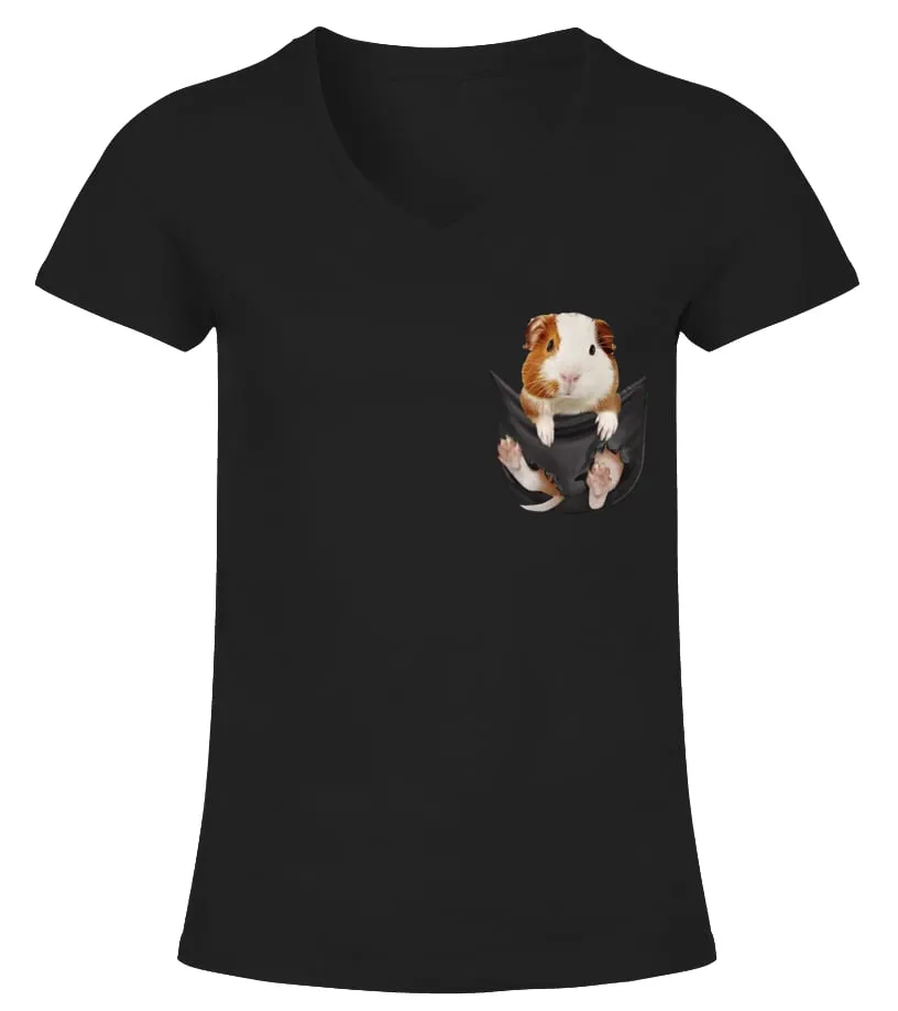 Guinea Pig Tshirt Camiseta cuello pico Mujer