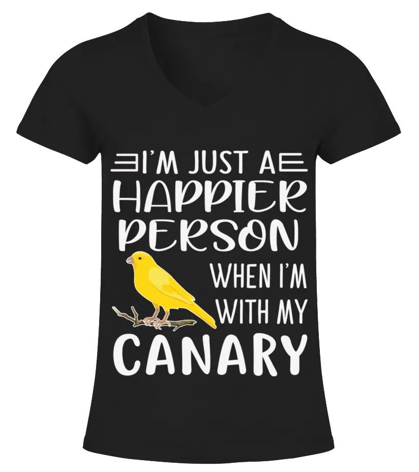 Happier person canary Camiseta cuello pico Mujer