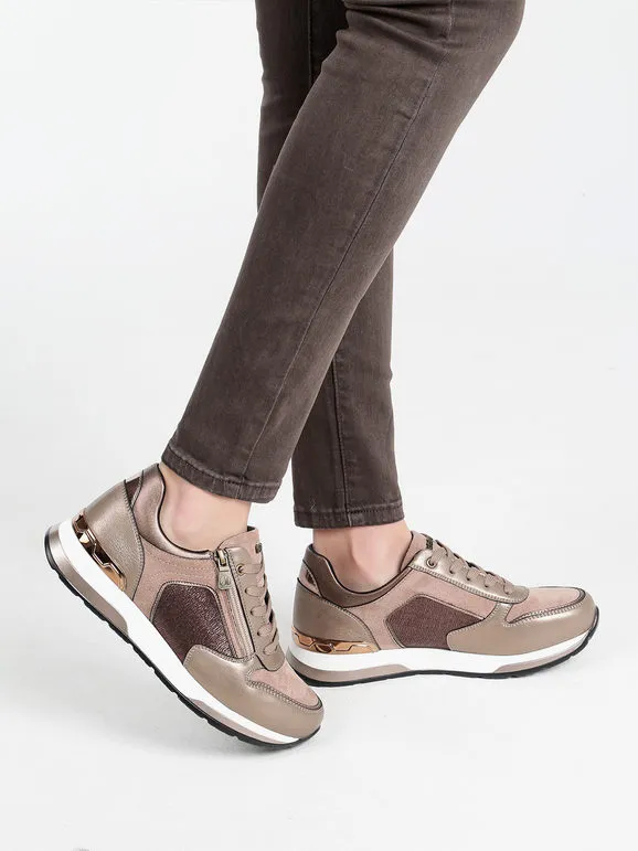 Inblu Zapatillas de mujer con cordones y cremallera.