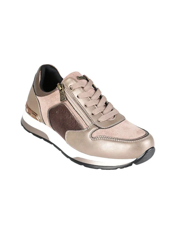 Inblu Zapatillas de mujer con cordones y cremallera.