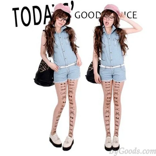 INVISIBLE TTATOO BOWKNOT SUPER THIN SILK STOCKINGS