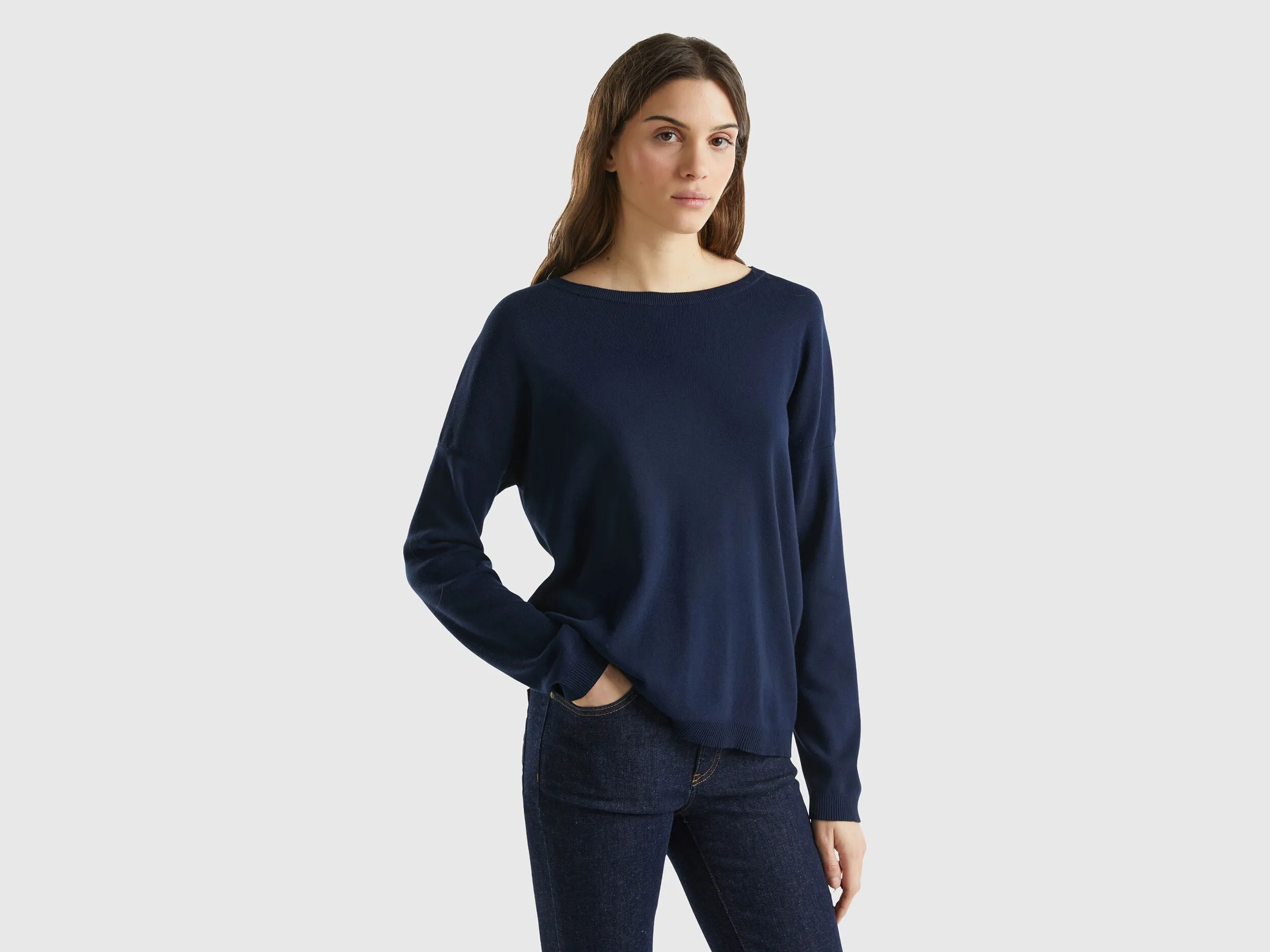 Jersey de algodón con escote redondo