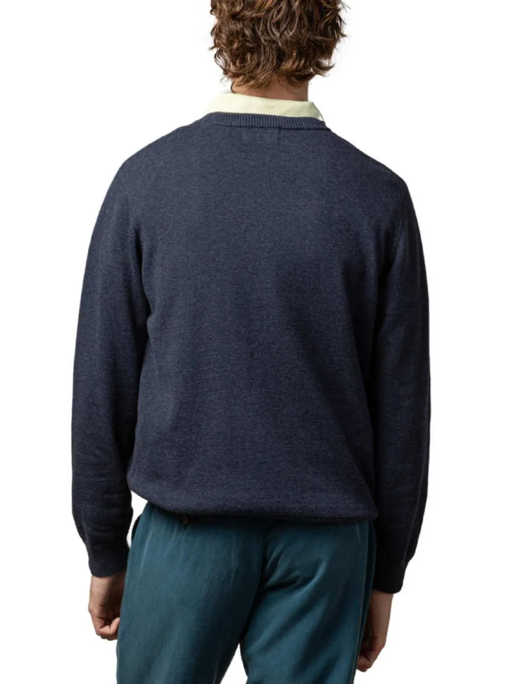 Jersey Scotta azul marino punto fino con nombre para hombre