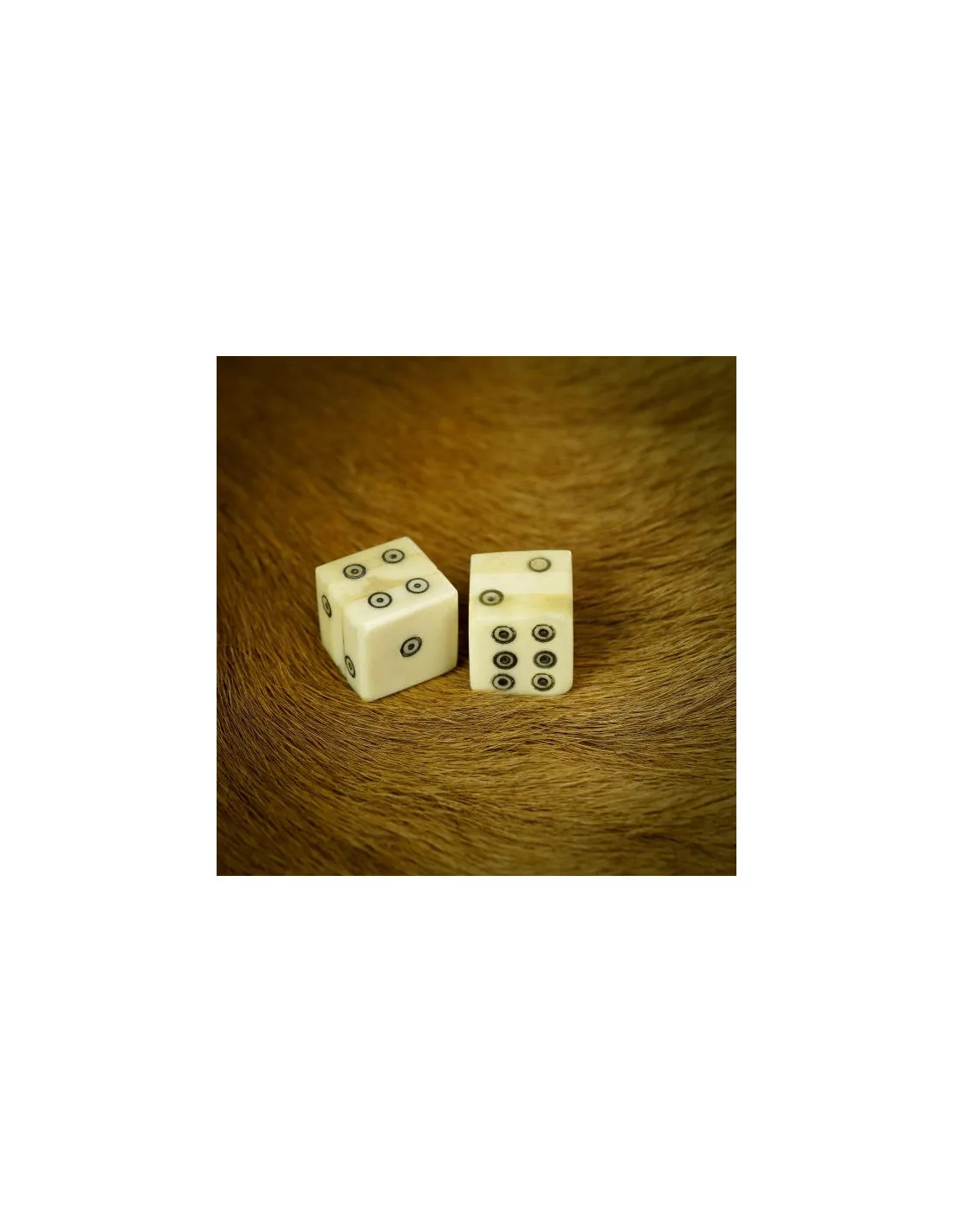 Juego de 6 dados de hueso con pepitas incrustadas