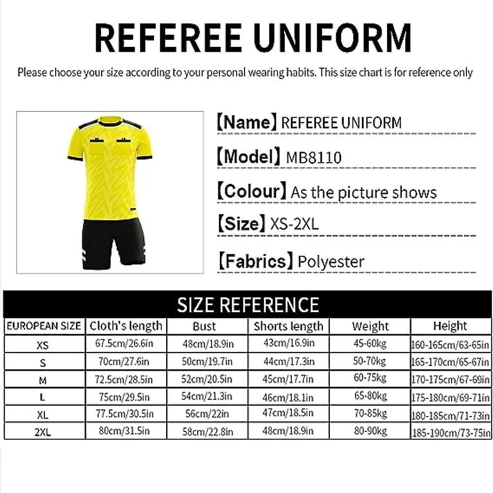 JUSCH UNIFORME DE áRBITRO DE FúTBOL PARA HOMBRE CAMISETA DE FúTBOL PROFESIONAL DE MANGA CORTA  INCLUYE CAMISETA DE áRBITRO Y PA