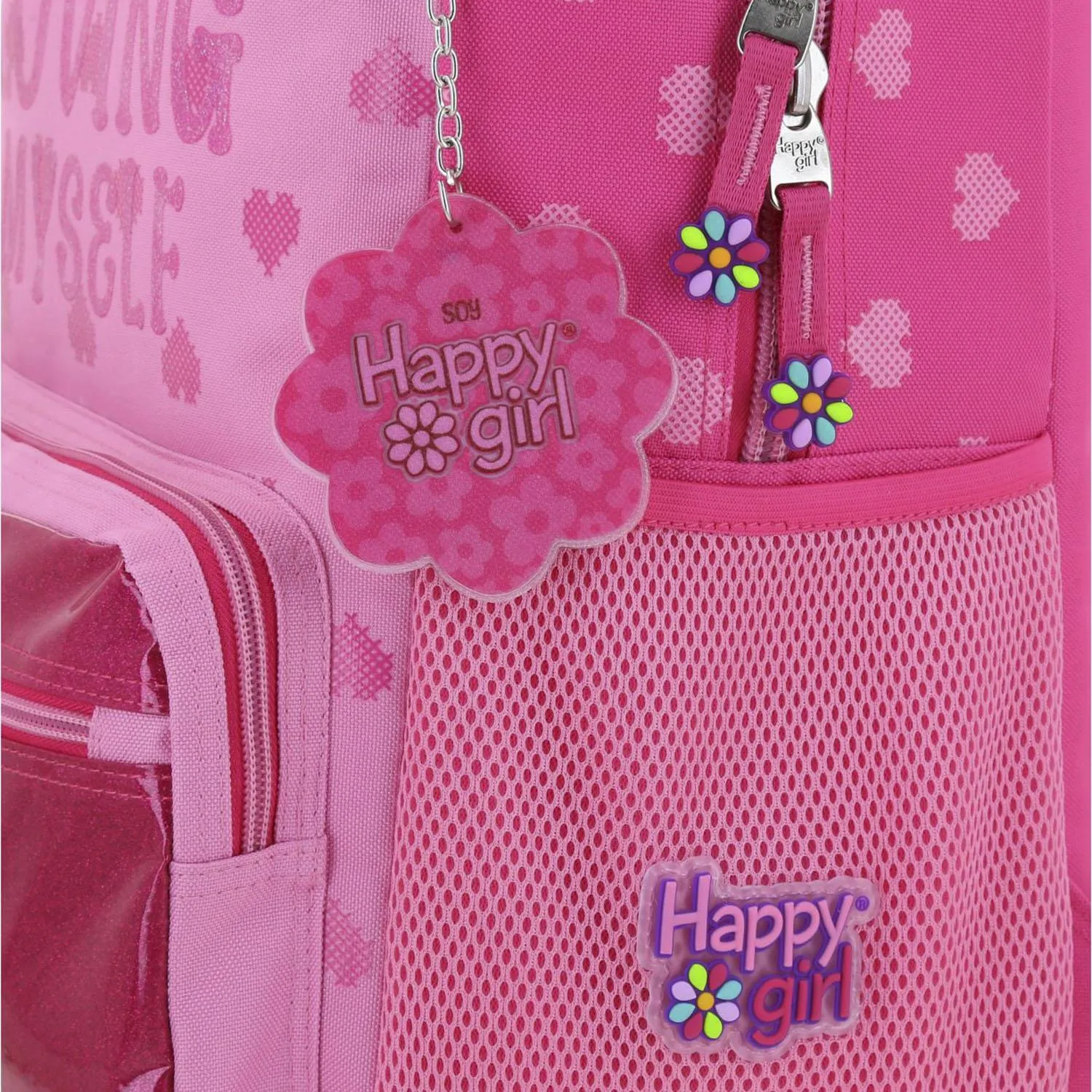 Kit Mochila Con Ruedas, Lonchera, Lapicera Y Morral Para Nia En Rosa Happy Girl By Chenson Flov