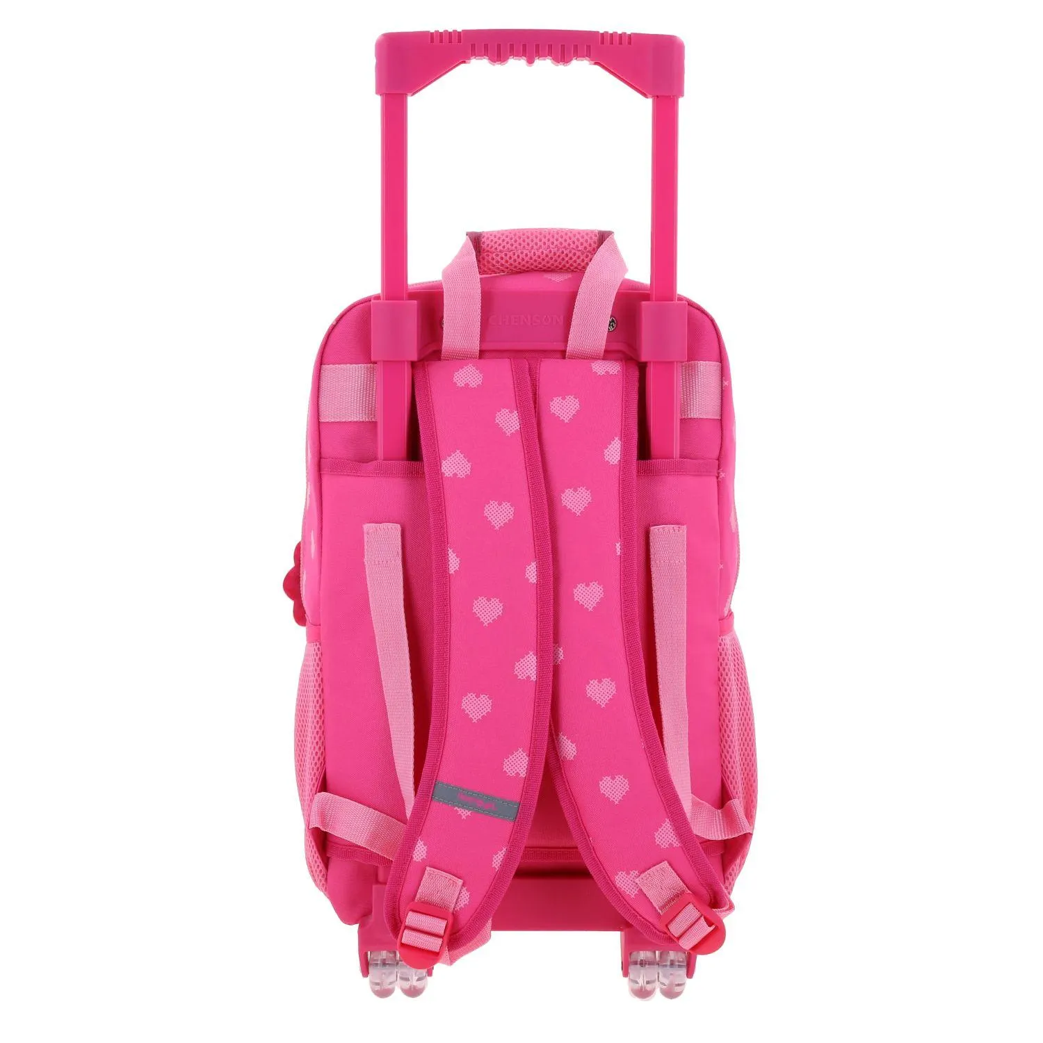 Kit Mochila Con Ruedas, Lonchera, Lapicera Y Morral Para Nia En Rosa Happy Girl By Chenson Flov