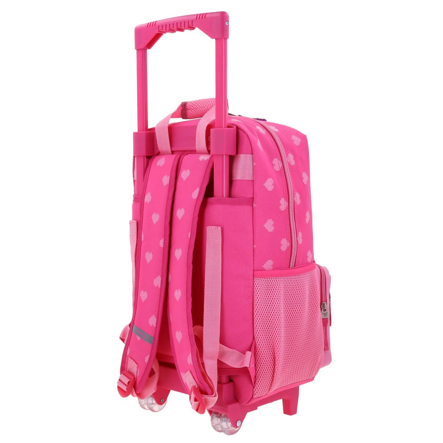 Kit Mochila Con Ruedas, Lonchera, Lapicera Y Morral Para Nia En Rosa Happy Girl By Chenson Flov