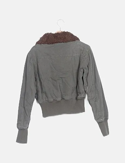 Ladypop sport Chaqueta khaki con pelo