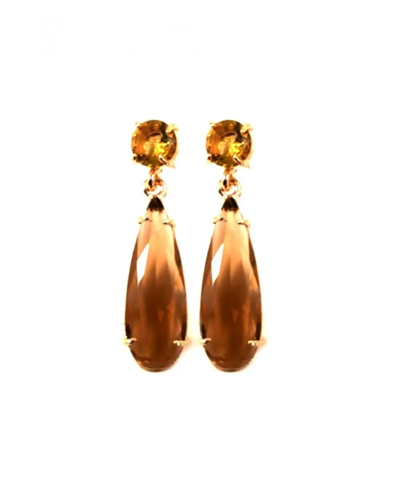 LARGOS PENDIENTES DE VESTIR AMARILLOS Y MARRON