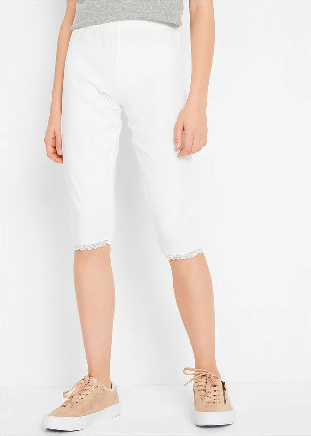 LEGGINGS CAPRI CON DOBLADILLO DE ENCAJE PARA NIñAS (2 UNIDADES) ROSA CLAROROSA
