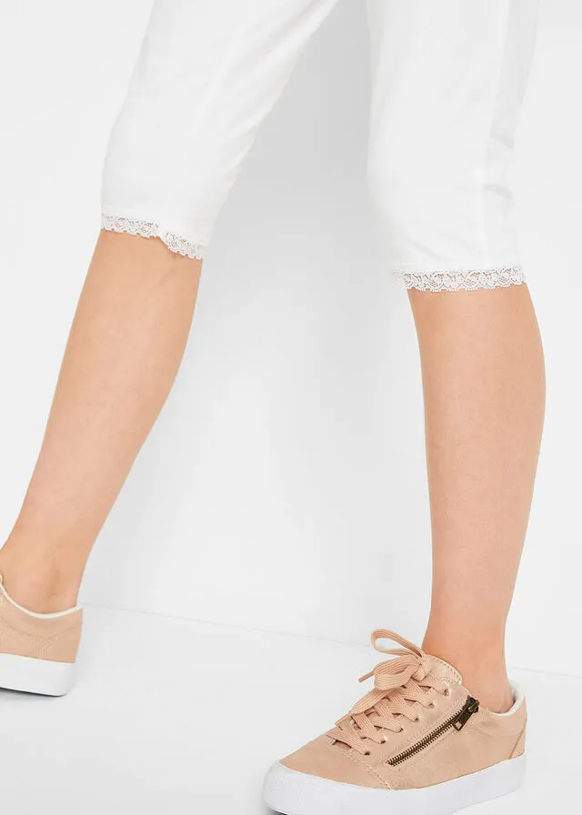 LEGGINGS CAPRI CON DOBLADILLO DE ENCAJE PARA NIñAS (2 UNIDADES) ROSA CLAROROSA