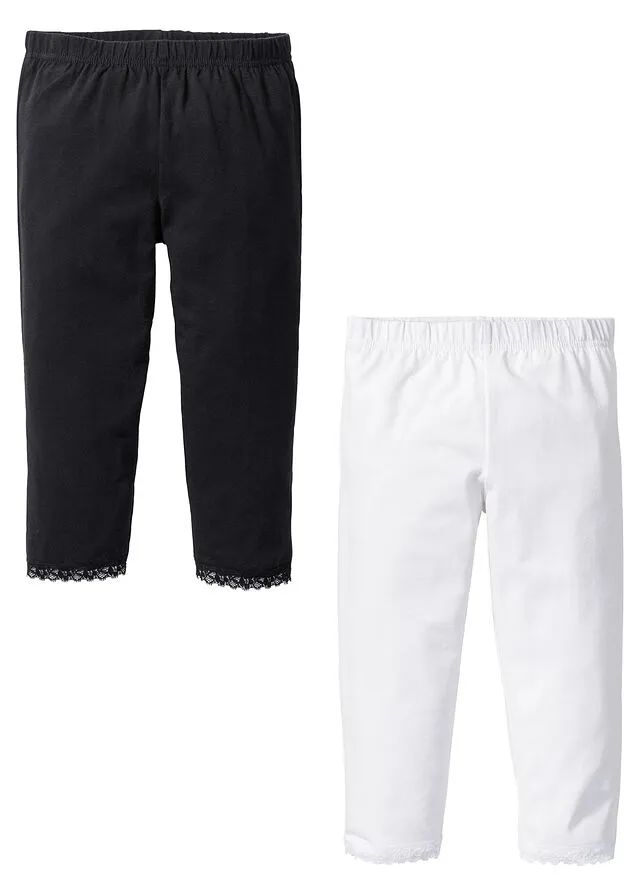 LEGGINGS CAPRI CON DOBLADILLO DE ENCAJE PARA NIñAS (2 UNIDADES) ROSA CLAROROSA