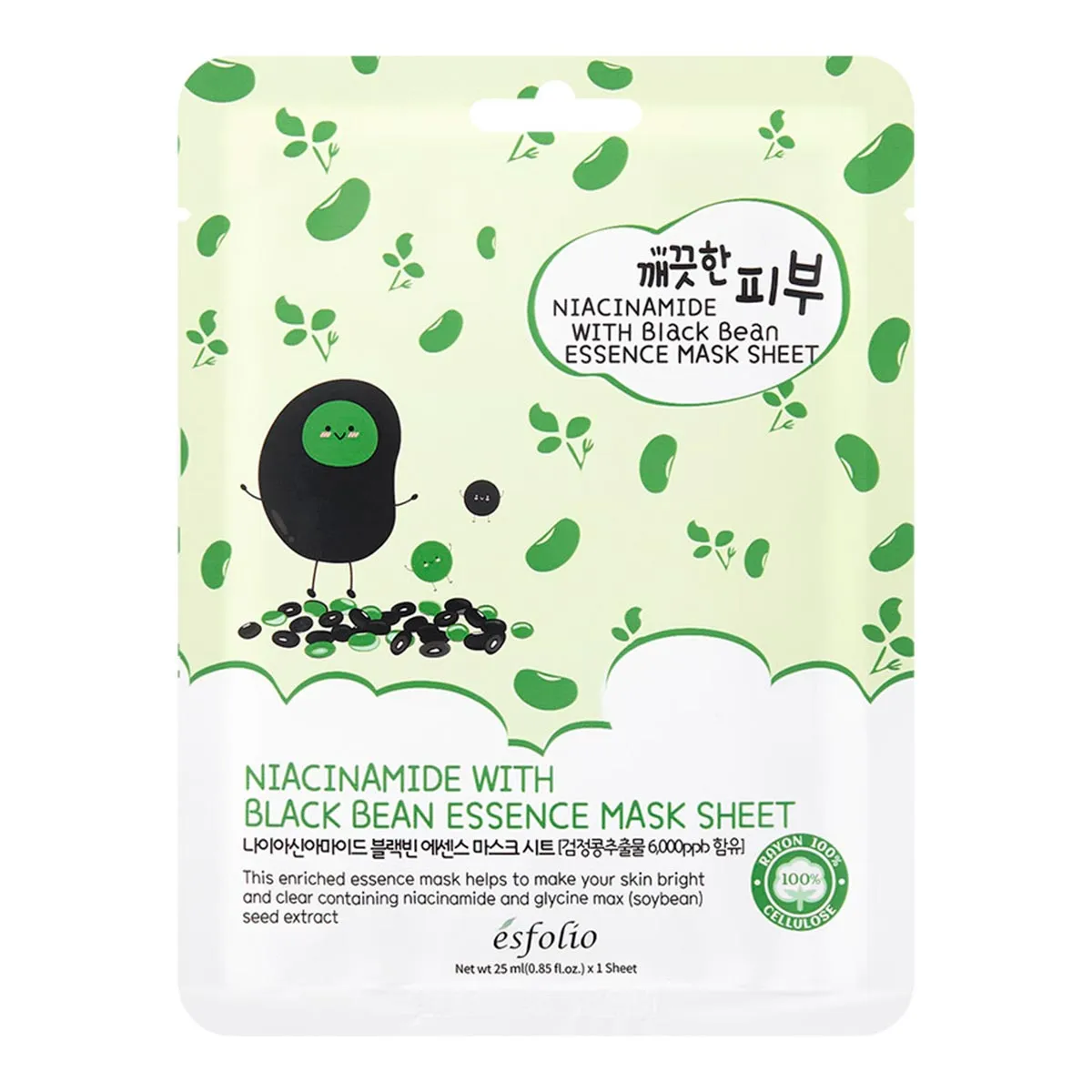 Mascarillas facial Esfolio Pure Skin Niacinamide Black Bean Essence Mask Sheet 25ml