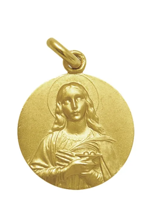 MEDALLA SANTA LUCIA REDONDA EN ORO DE LEY 268_M119118