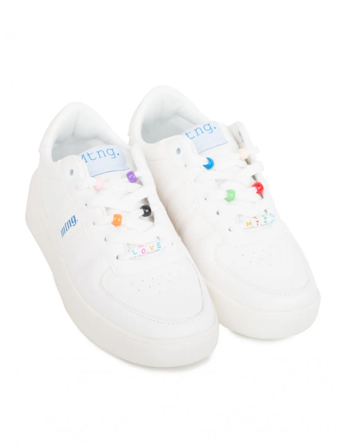 MUSTANG Zapatillas Plataforma Blancas Abalorios