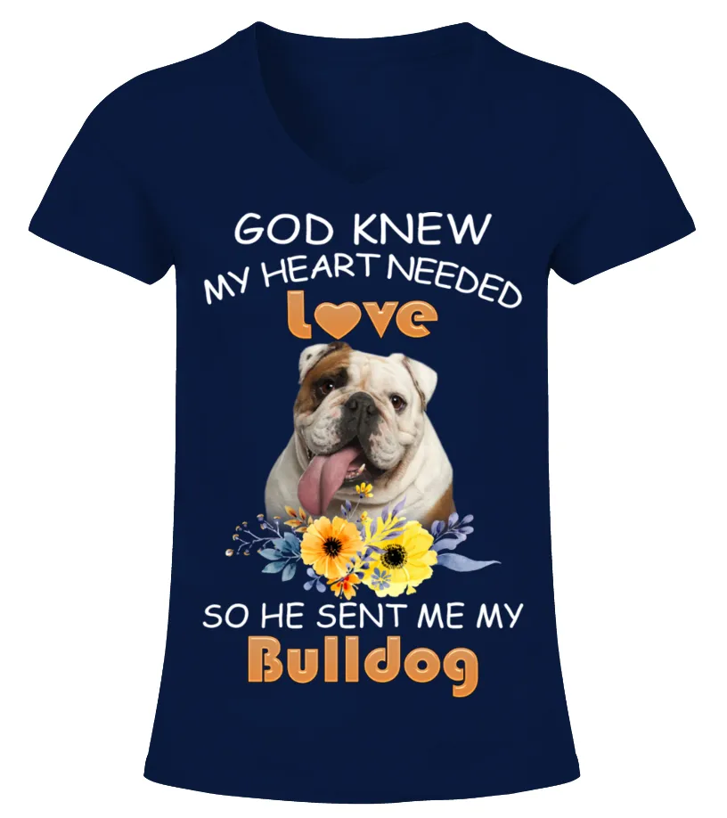 My Heart Need Bulldog Camiseta cuello pico Mujer
