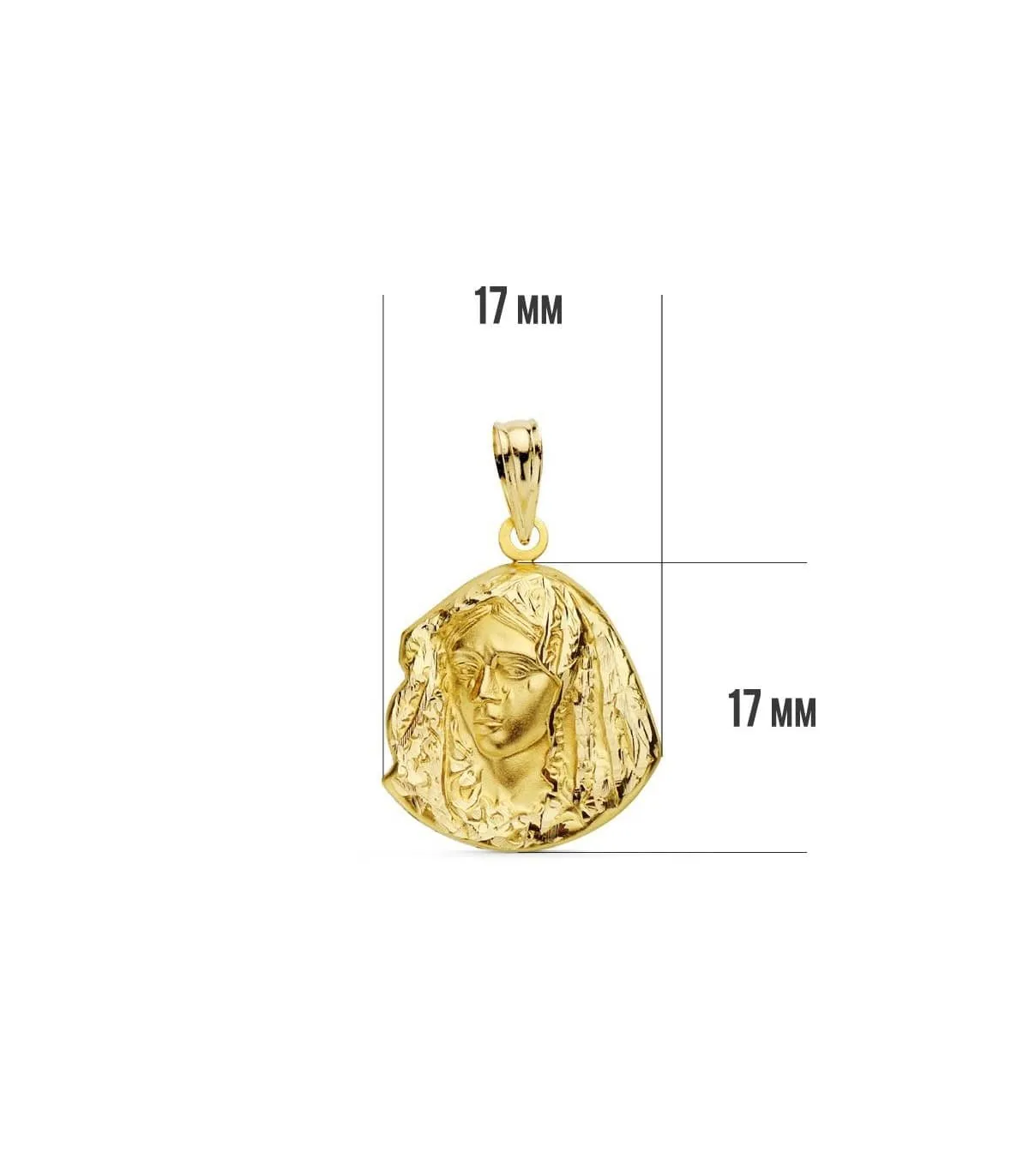 Médaille silhouette Vierge Macarena 18 K 17mm