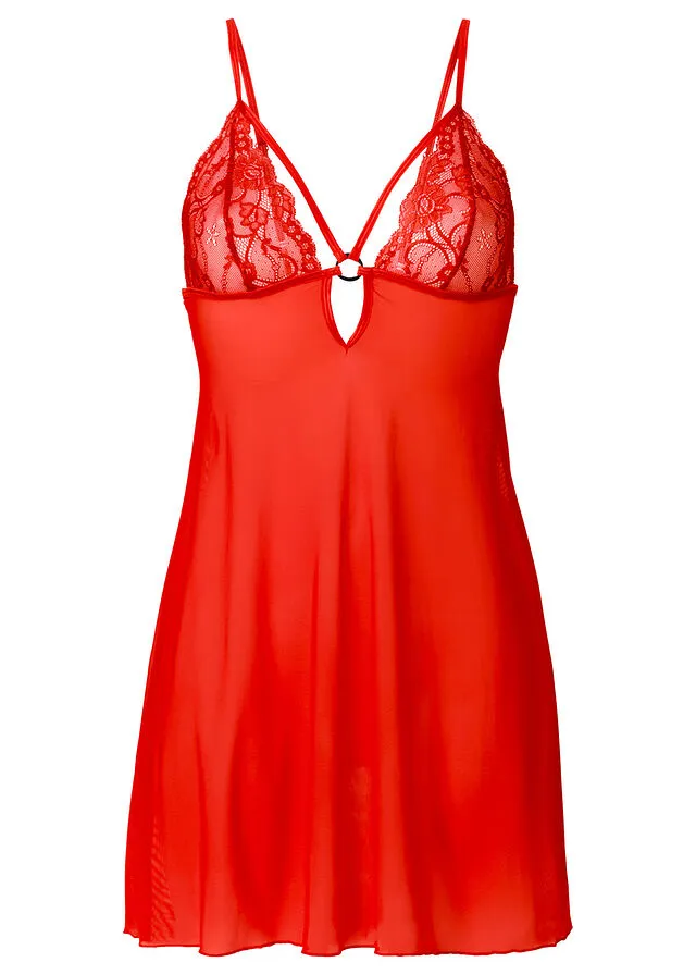 Negligee con copas abiertas Rojo