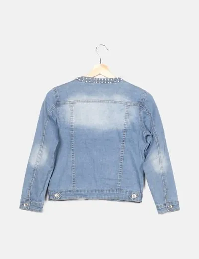 NoName Chaqueta vaquera azul con abalorios