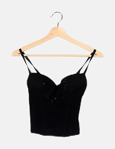 NoName Corset negro con strass