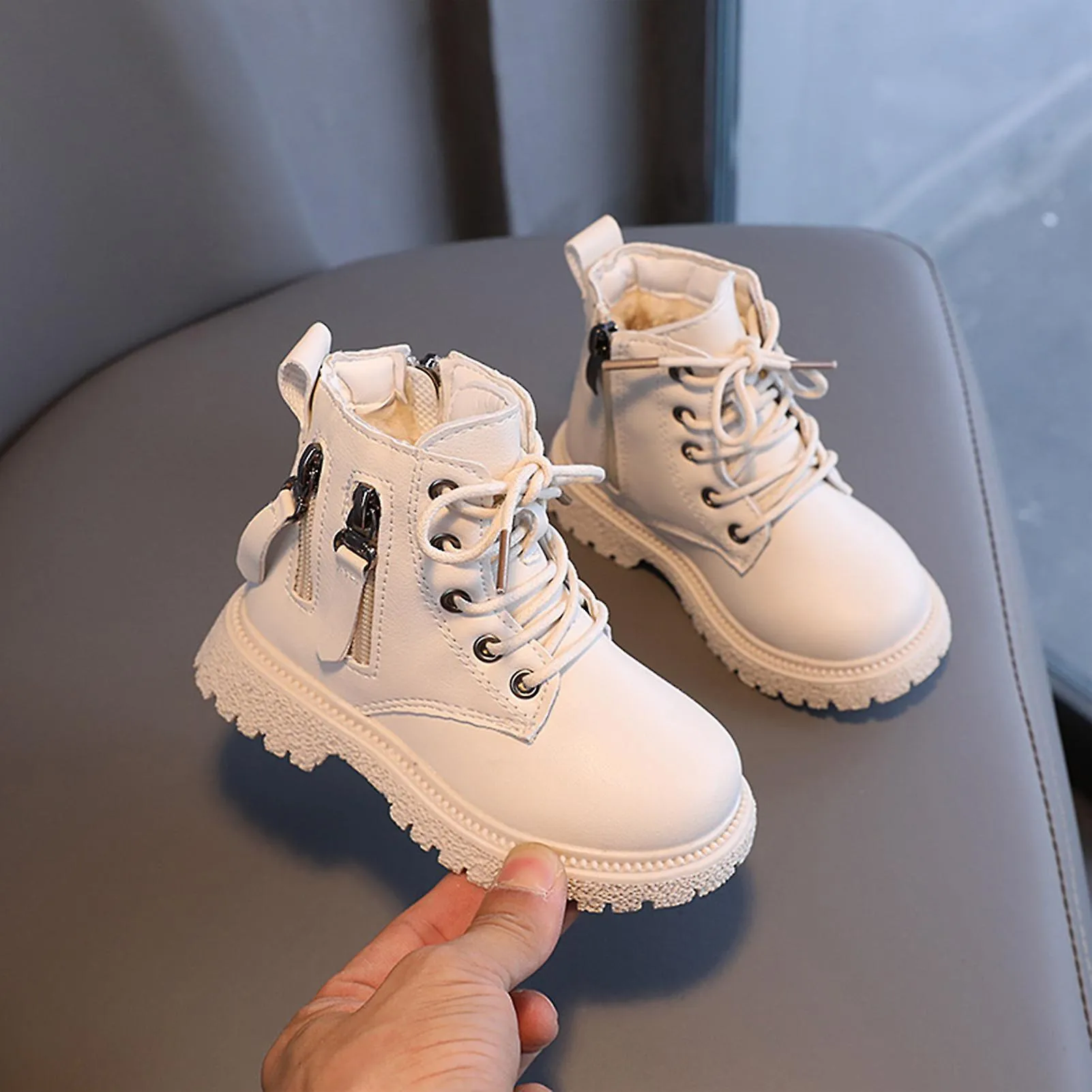 Otoño Niños Botines planos Estilo británico Cordones Botas cómodas Regalo para hija Niño estudiante