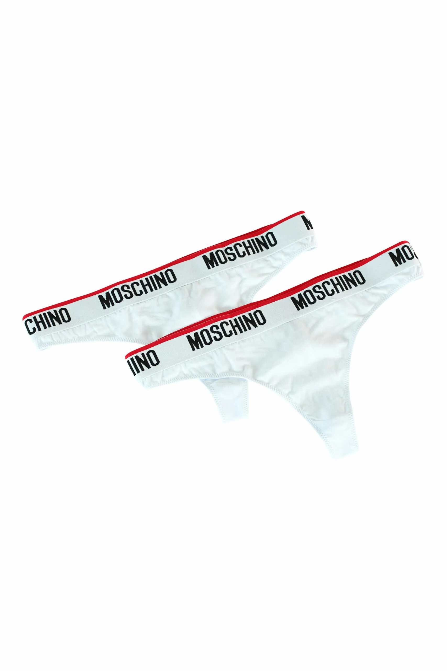Pack de 2 tangas blancas con logo en cinta y linea roja