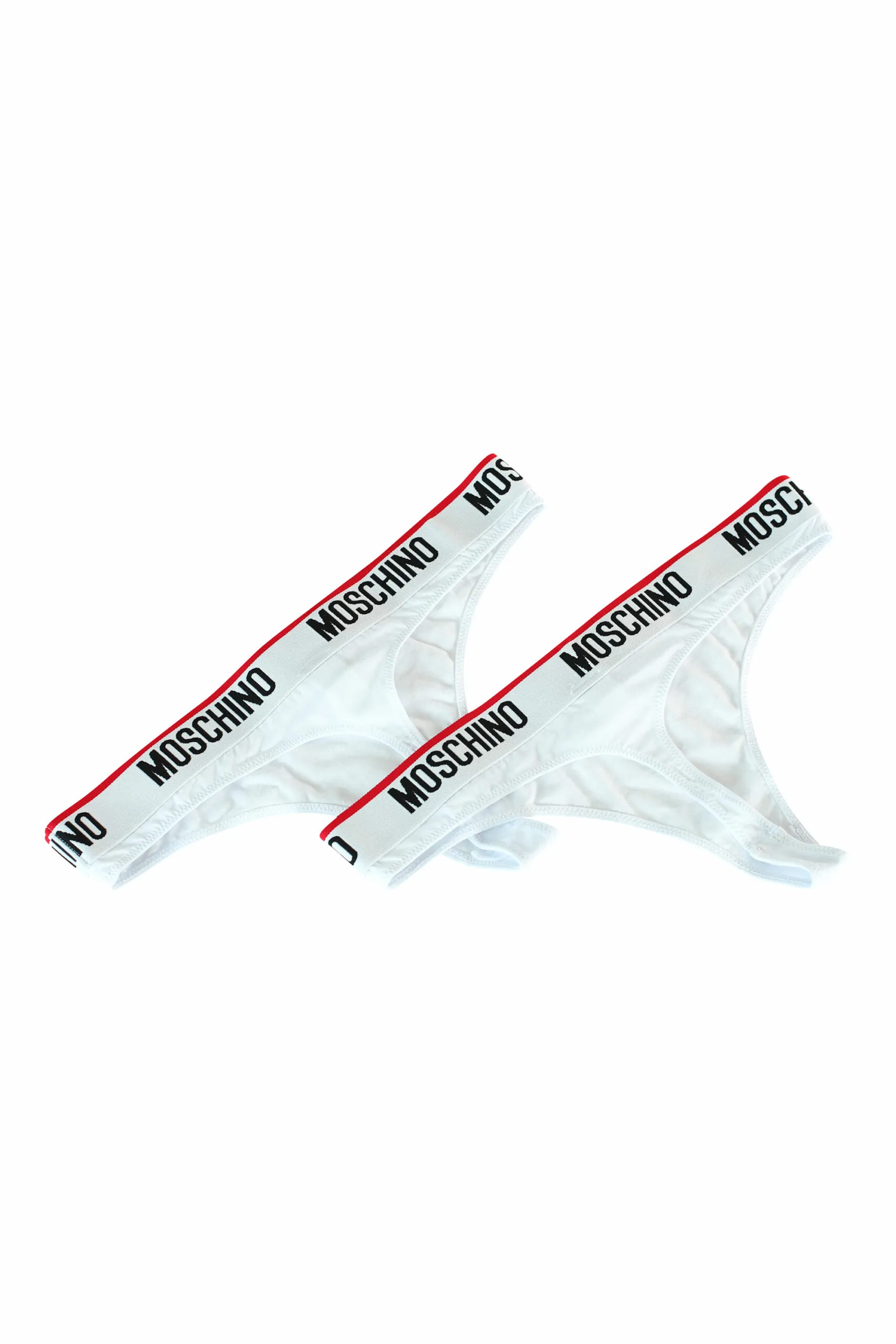 Pack de 2 tangas blancas con logo en cinta y linea roja