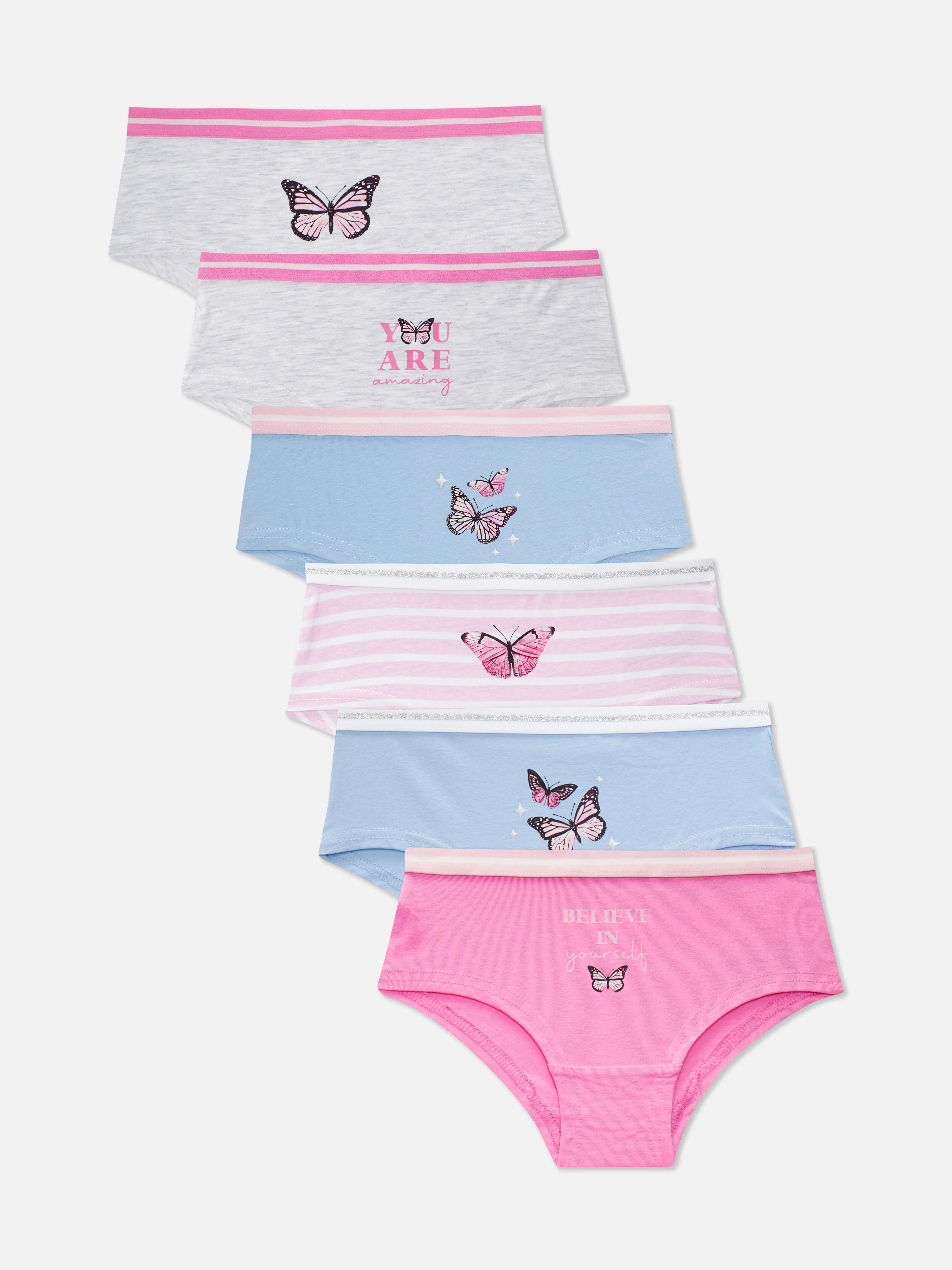 Pack de 6 braguitas a la cadera con mariposas